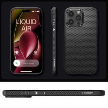 Hülle für iPhone 15 Pro Spigen Liquid Air Case, Gehäuse, schützende Rückseite, mattschwarzes Glas