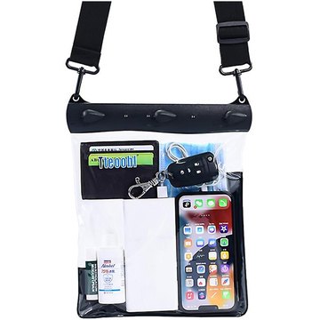 Wasserdichte Hülle für Telefon, 7,2 Zoll, Tasche mit Schultergurt, universell, groß, wasserdicht, 23 x 25 cm, Schwarz