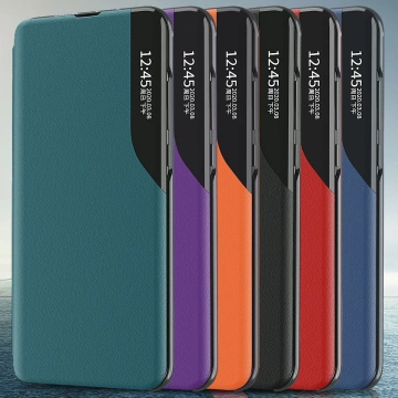 Eco Leather View Case für Samsung Galaxy S23 Plus mit Klappständer blau