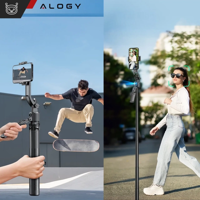 Kijek Selfie Stick Quadrapod Alogy TrackPod 2w1 z uchwytem na telefon i mocowaniem 1/4 Funkcja śledzenia twarzy kompatybilny z iPhone Android