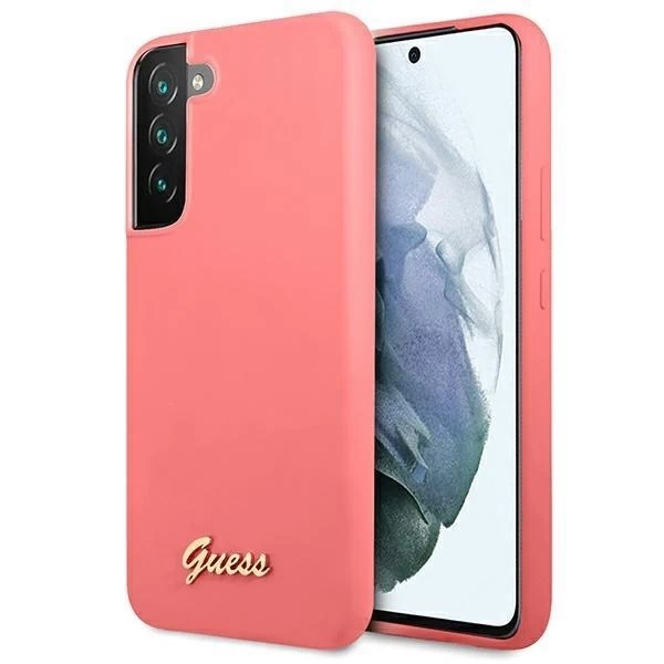 Ratet mal, GUHCS22MLSLMGFU S22 S906 fuksja/fuchsia Hardcase Silikonschrift Metalllogo