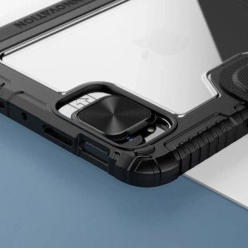 Nillkin Bumper Leather Case Pro gepanzertes Smart Cover mit Kameraabdeckung und iPad mini 2021 Ständer schwarz