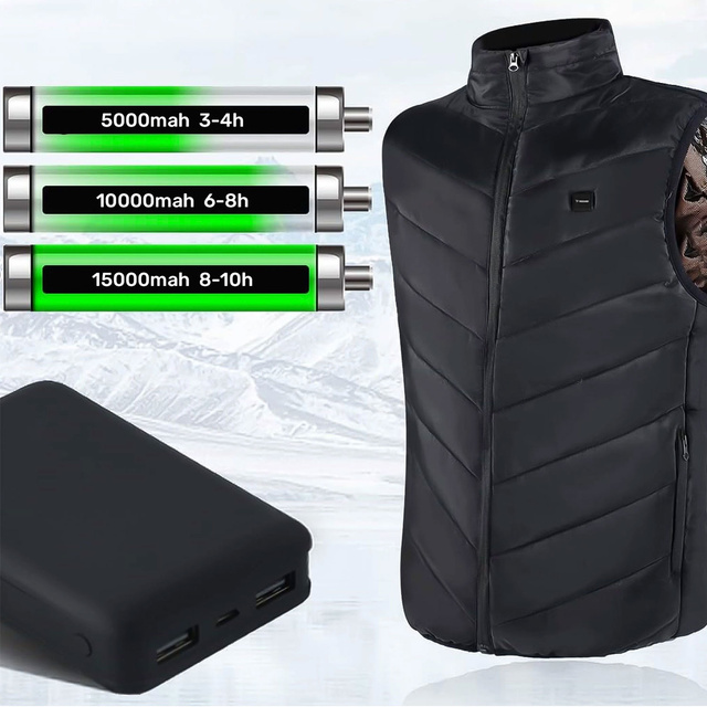 Beheizte Weste Damen Herren ärmellose Jacke USB gesteppt beheizt