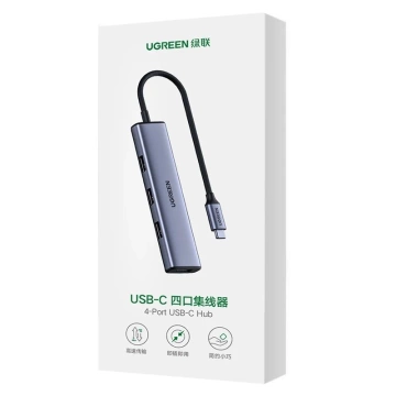 Rozdzielacz UGREEN HUB USB Typ C - 4x USB 3.2 Gen 1 srebrny (CM473 20841)