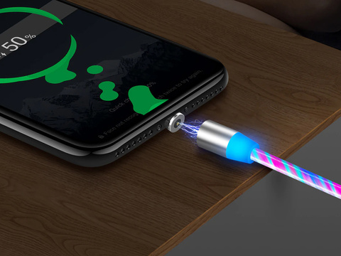 Kabel 1m Alogy Magnetlicht LED USB-C Typ C Mehrfarbiges Kabel