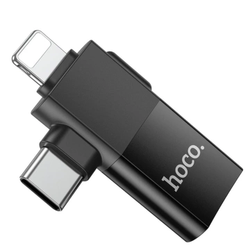 HOCO OTG-Adapter Typ C (Stecker) / Lightning (Stecker) auf USB A (Buchse) 2in1 UA17 Schwarz
