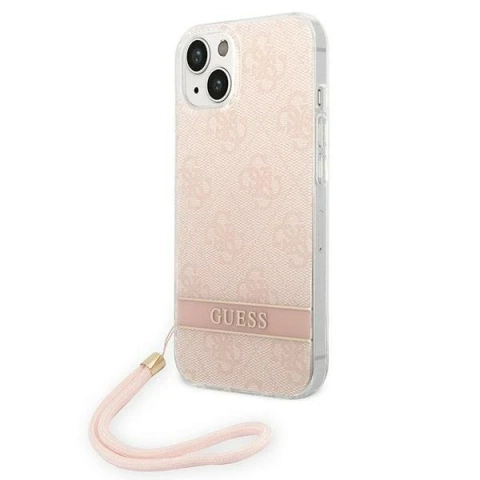 Guess GUOHCP14MH4STP Hülle für Apple iPhone 14 Plus 6,7" rosa/rosa Hardcase 4G Print Strap