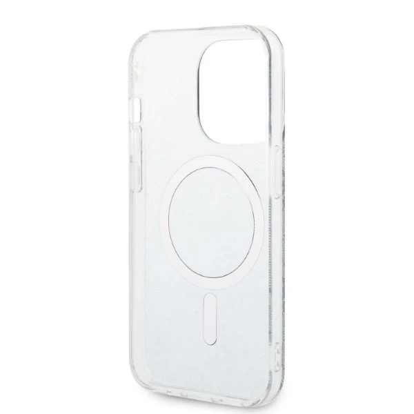 Zestaw Guess GUBPP14LH4EACSB Case Charger iPhone 14 Pro 6,1" niebieski/blue Hartschalenetui 4G Print MagSafe