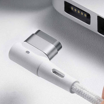 Baseus Zinc Magnetic USB-C Typ C 2 m magnetisches abgewinkeltes Kabel für MagSafe 60 W Weiß