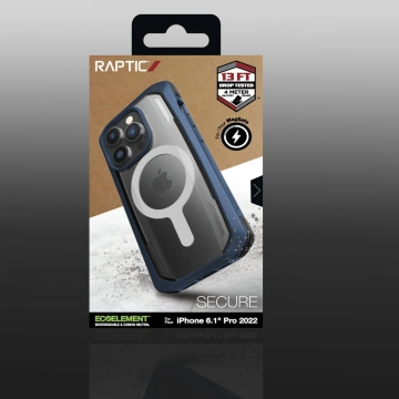 Raptic Secure Case für iPhone 14 Pro mit gepanzerter MagSafe-Hülle blau