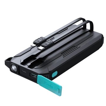 Joyroom 10000 mAh 22,5 W Powerbank mit USB-C- und Lightning-Kabel Schwarz