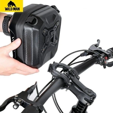 WILDMAN E18 3L Fahrradtasche Schwarz Lenker und Schulter EVA Leder