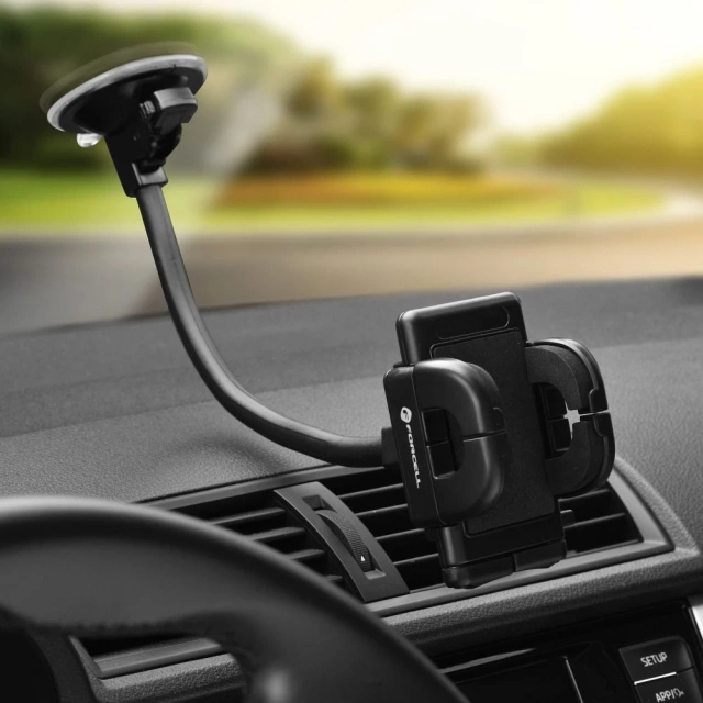 Uchwyt Samochodowy Forcell Regular 2w1 Kratka/Szyba Ramię 27 cm Czarny