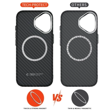 Etui do iPhone 17 Tech-Protect Ion Carbon MagSafe Czarno-Srebrne