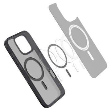 Spigen Ultra Hybrid „T“ Mag MagSafe iPhone 16 Pro Hülle Frost Schwarz