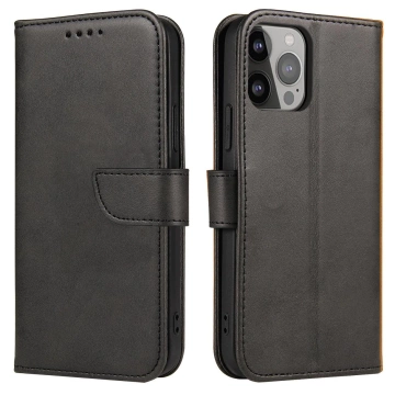 Magnet Phone Case für iPhone 14 Plus elegante Hülle mit Flipcover und Standfunktion schwarz