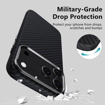 Etui do iPhone 17 Pro Tech-Protect Ion Carbon MagSafe Czarno-Srebrne