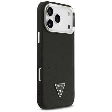 Etui Guess Grained Triangle Logo MagSafe do iPhone 17 Pro Czarny