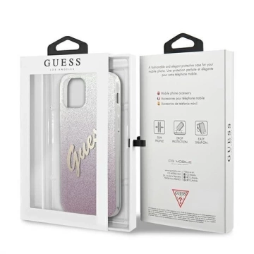Guess GUHCP12LPCUGLSPI iPhone 12 Pro Max 6,7" różowy/pink Hardcase Glitter Gradient Script