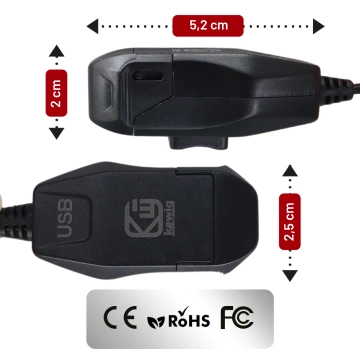 Kewig USB-A Motorradladegerät 18W, QC-Schnellladung, wasserdicht (IP65) mit Ein-/Ausschalter und LED-Hintergrundbeleuchtung, Lenkerhalterung, für Handy, Kamera und Gegensprechanlage – Schwarz