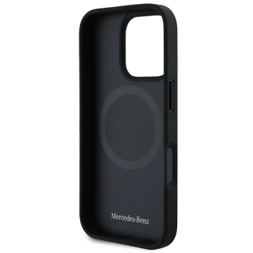 Mercedes-Etui für iPhone 16 Pro Max 6,9" Schwarzes MagSafe Hardcase Strukturiertes und glattes Leder