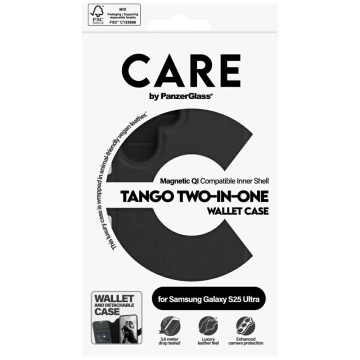 Hülle für Samsung Galaxy S25 Ultra CARE von PanzerGlass Feature Tango Wallet 2in1 Schwarz
