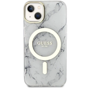Etui na telefon Guess GUHMP14MPCUMAH do Apple iPhone 14 Plus 6.7" biały/white hardcase Marble MagSafe