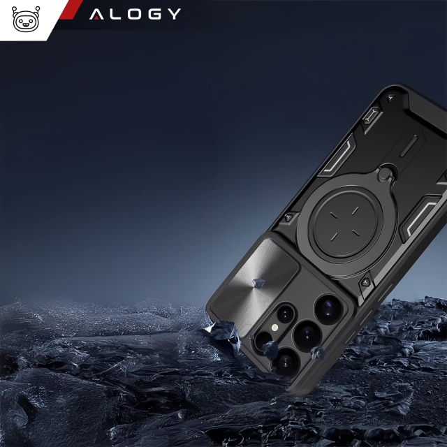 Etui do Samsung Galaxy S25 Ultra pancerne Slide Case Ring obudowa ochrona aparatu Alogy CamGuard Pro czarne