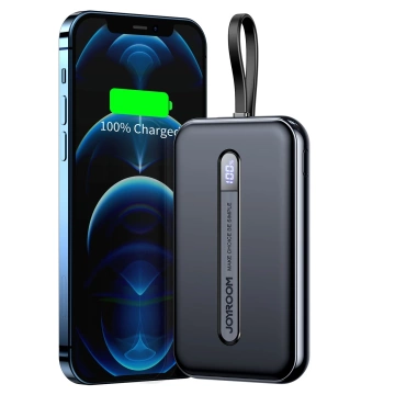 Joyroom powerbank z wbudowanym kablem Lightning 20W 10000mAh PD QC3.0 czarny (JR-L001-lightning)