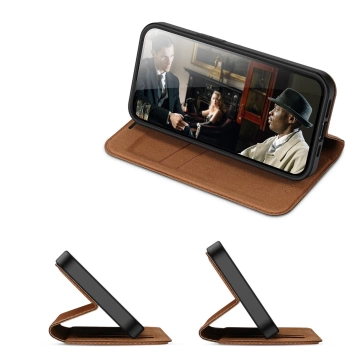 Dux Ducis Skin X2 Hülle für iPhone 14 Pro Max magnetische Flip-Cover braun