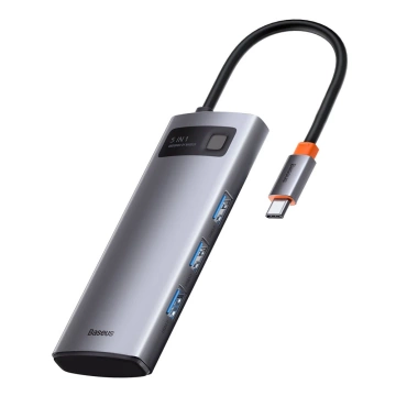 Baseus Metal Gleam Series multifunktionaler USB HUB 5in1 USB Typ C PD 100W HDMI grau (WKWG020013)