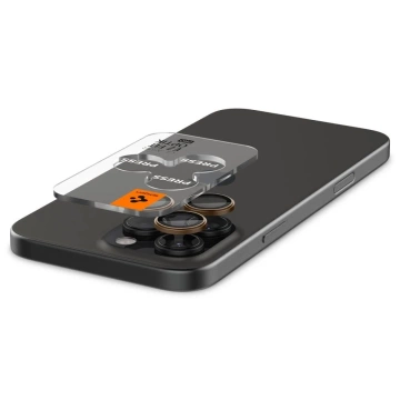 Spigen Optik Pro Glas.TR „EZ FIT“ Kameraschutz 2er-Pack für iPhone 16 Pro / Pro Max Desert Titanium