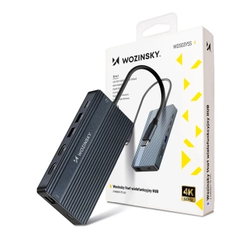 Hub USB-C 14w1 Wozinsky WDS03Y5S 3x 4K HDMI/DP 100W PD Szary