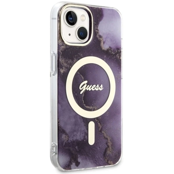 Etui Guess GUHMP14SHTMRSU do iPhone 14 6.1" hardcase Golden Marble MagSafe