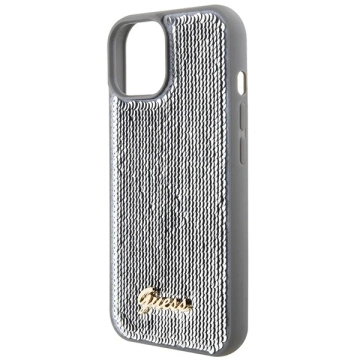 Etui Guess GUHCP15SPSFDGSS für iPhone 15 6,1" Silber/Silber Hardcase Pailletten Script Metal