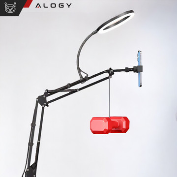 Ring LED Alogy Zeichenlampe mit flexiblem Arm und Schreibtischständer, Telefonhalter, schwarz