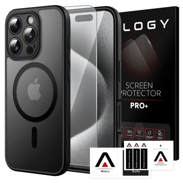 Hülle für Apple iPhone 16 Pro Max Alogy MagSafe Hybrid Matte Case Matte Cover mit Linsenschutz Schwarz