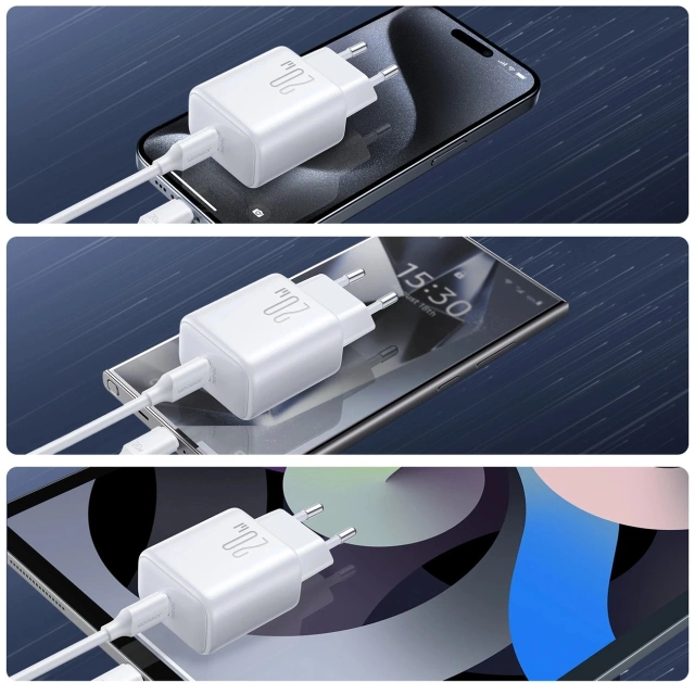 Ładowarka Joyroom Sieciowa USB-C PD 20W - Biała + Kabel USB-C / Lightning 1m