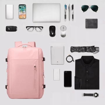 Bange wasserdichter Rucksack für 15,6-Zoll-Laptop, Stadtreisender, 45 x 30 x 16 cm, für Arbeit, Flugzeug, Herren, Damen, mit USB-Anschluss Schwarz
