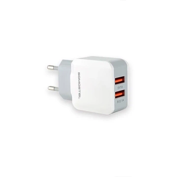 Netzladegerät 2x USB 2.1A SOMOSTEL 2100mA SMS-A13 Weiß