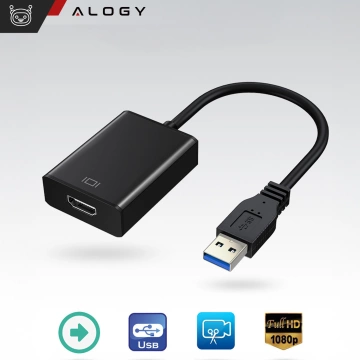 Przejściówka USB 3.0 do HDMI Alogy adapter Full HD 1080P 60HZ Hub konwerter Czarny