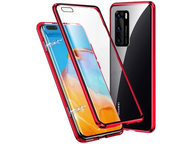 Dr.Fit doppelseitige magnetische Glashülle für Huawei P40 Red