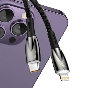 Baseus Glimmer Series Schnellladekabel USB-C - Lightning 480Mb/s PD 20W 2m schwarz