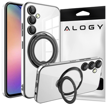 Hülle für Samsung Galaxy S24 Plus Magnetische Hülle Ring Mag Safe Klarer Halter Magnet Alogy Schwarz Klares Glas
