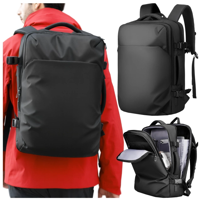 Plecak Podróżny z Przegrodą na Laptopa 17.3" Mark Ryden, Uniwersalny i Wszechstronny, Wodoodporny Bagaż Podręczny do Samolotu z Portem USB, 28L (49×33×12 cm) – Czarny