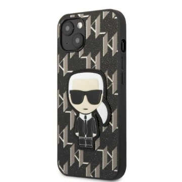 Handyschutzhülle Karl Lagerfeld KLHCP13SPMNIKBK für Apple iPhone 13 Mini 5.4" Hardcase schwarz/schwarz Monogram Ikonik Patch