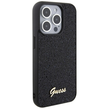 Original GUESS Hardcase GUHCP15LPMSDGSK Hülle für iPhone 15 PLUS (Disco Script Metal / Schwarz)