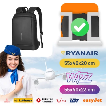 Mark Ryden 15,6"-Laptop-Rucksack, wasserdicht, für Business und Reisen, komfortabel, 180°-Öffnung, mit Kofferhaken, 13 l (43 × 30 × 10 cm) – Schwarz