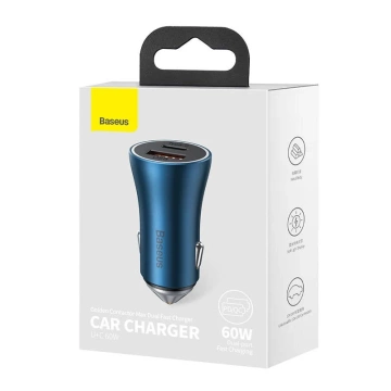 Baseus Golden Contactor Max Autoladegerät, USB USB-C, 60W (blau)