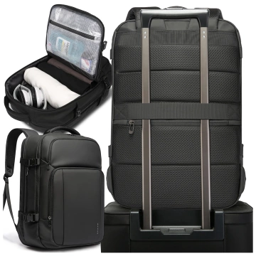 Bange wasserdichter Rucksack für 15,6-Zoll-Laptop, Stadtreisender, 45 x 30 x 16 cm, für Arbeit, Flugzeug, Herren, Damen, mit USB-Anschluss Schwarz